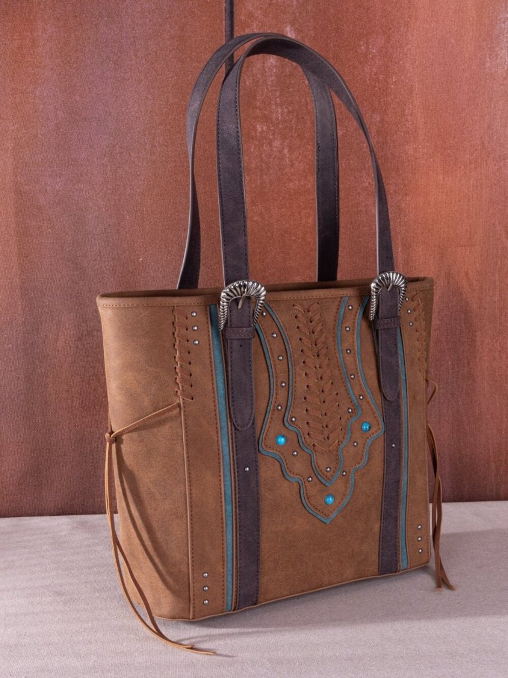 Montana West Buckle Collection Concealed Carry Tote Brown